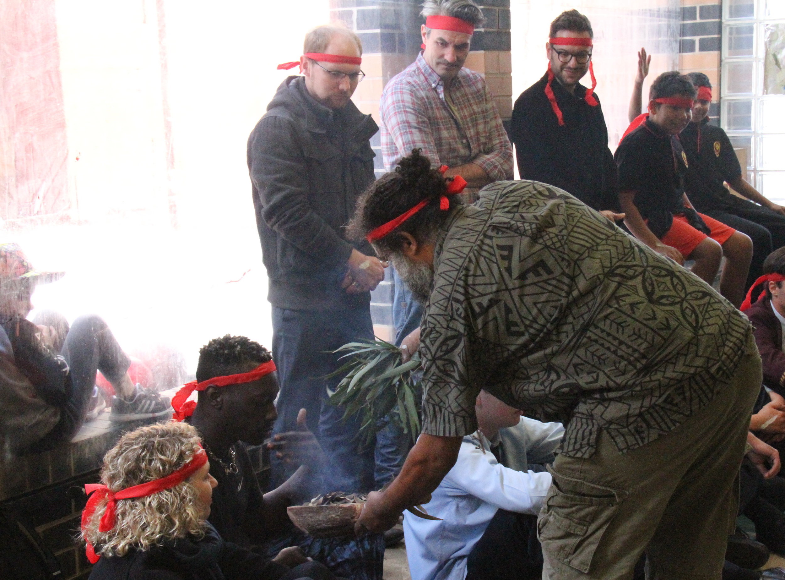 Smoking ceremony at Jarjum College Redfern