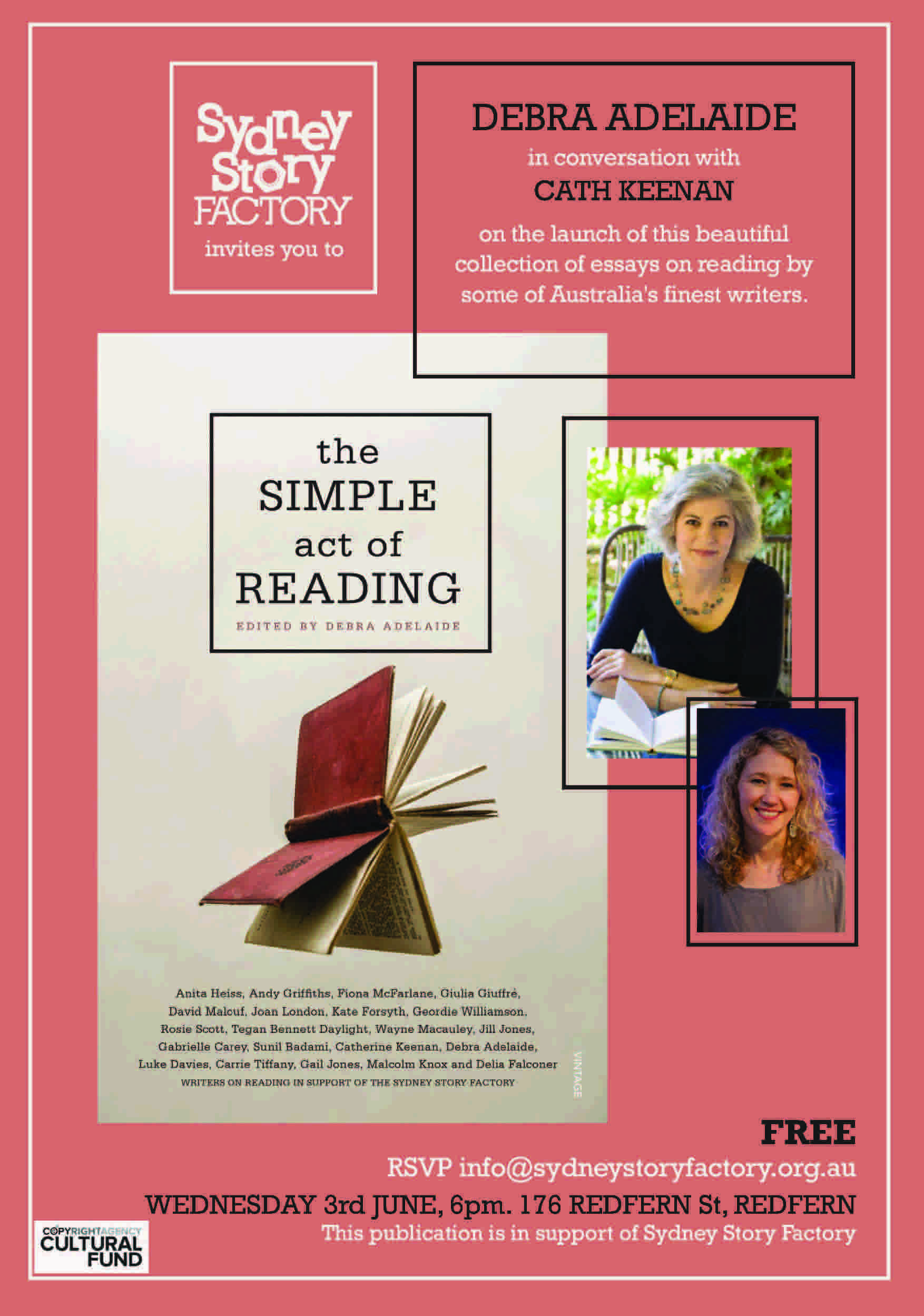 The Simple Act Of Reading launch – Wed Jun 3!