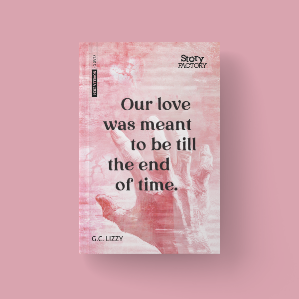 Cover of Our Love was meant to be till the end of time. Cover shows a pink watercolour background with a clenched hand.